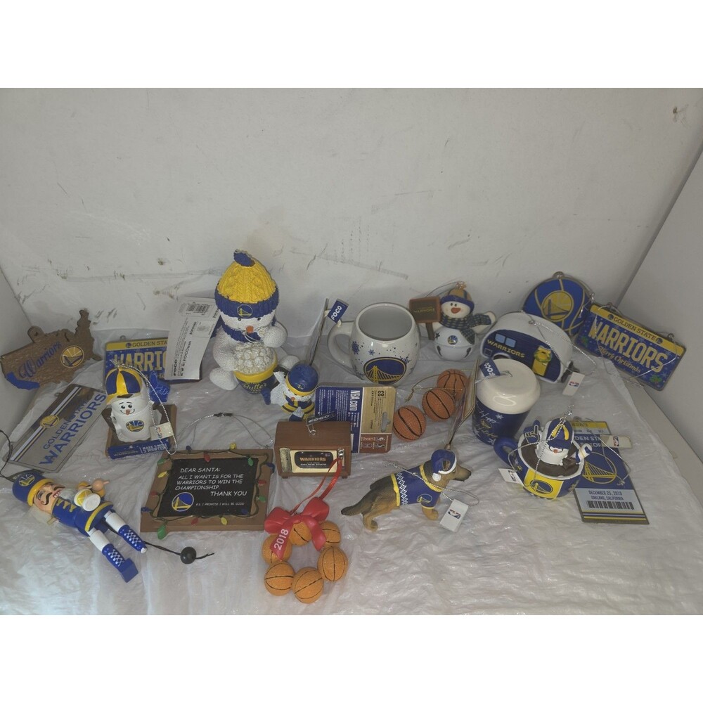 Huge Golden State Warriors NBA Christmas Ornament Collection & Holiday Decor Lot